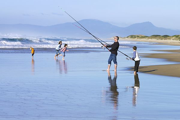 Fishing on the beach at St Helens Point