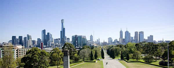 View of Melbourne's skyline from the Shrine of Rememberance