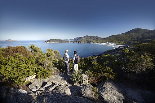 Couple taking in the view at Pillar Point